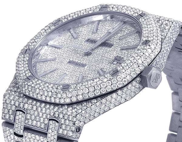 Hip Hop D Color Moissanite Diamond Men's Watch, Automatic Movement White Gold 42mm Luxury Watch