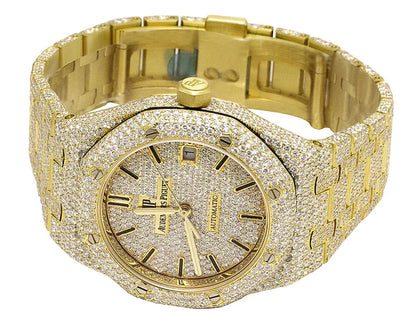 Luxury Iced Out Moissanite Diamond Men Watch Yellow Gold Plated 42mm Men Watch