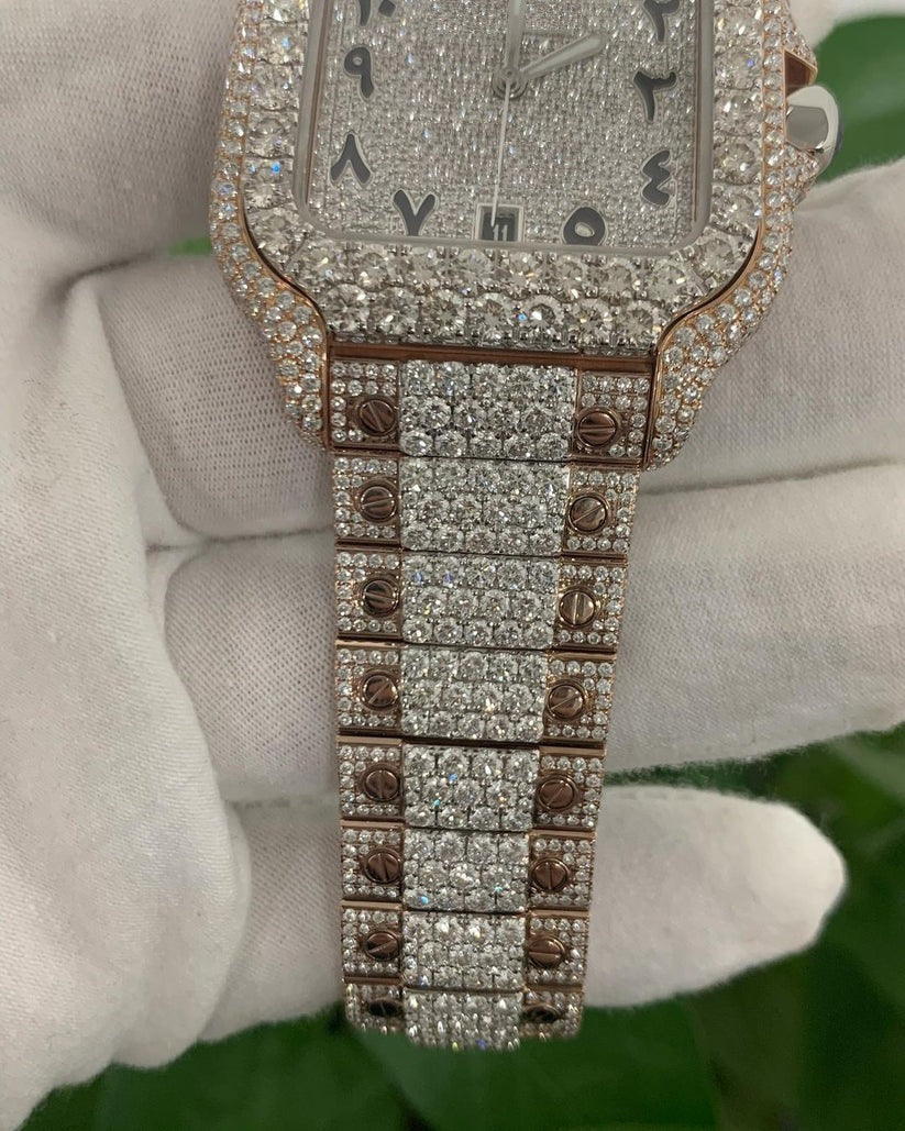 MW Premium Square Arabic Dial Moissanite   Watch Automatic Movement   Studded Watch Hip Hop Bust Down VVS  Iced Out  MW_C1026