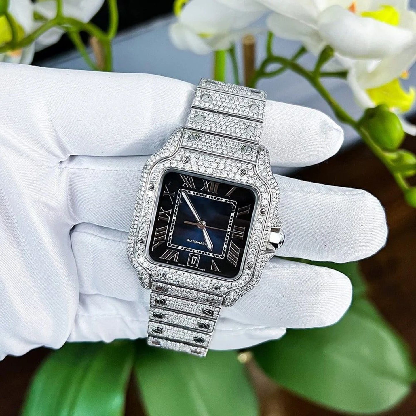 Fully Iced Out Automatic Moissanite Watch For Men