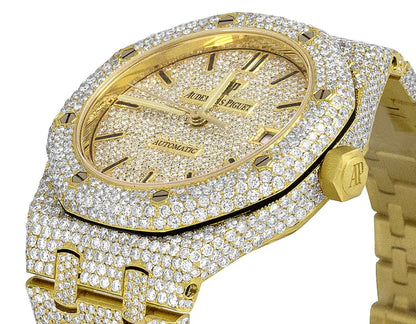 Luxury Iced Out Moissanite Diamond Men Watch Yellow Gold Plated 42mm Men Watch