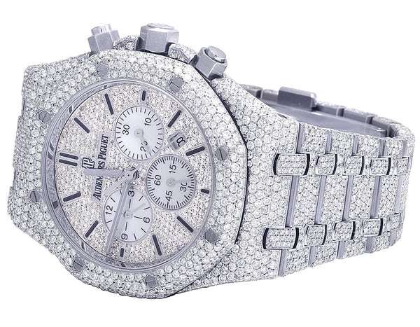 Full Iced Out VVS Moissanite Diamond Men's Watch | Stainless Steel, Chronograph Function, 42mm Luxury Timepiece