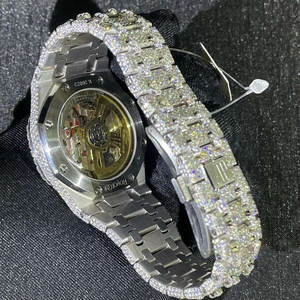 Automatic Movement Fabulous Iced Out Analog Moissanite Diamond Wrist Watch For Men's Christmas Gift For Him