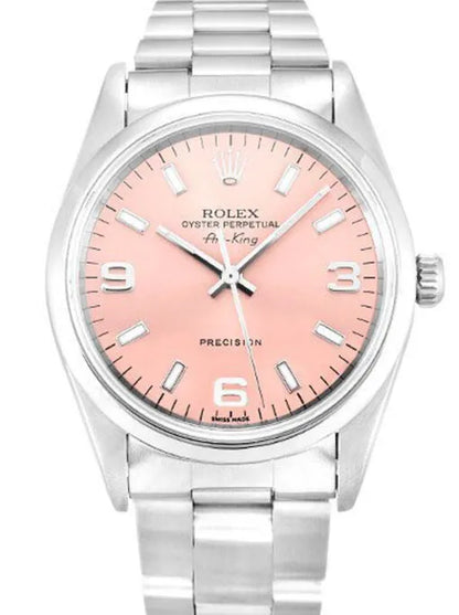 "Ro Air-King 34mm Oyster Perpetual Pink Dial Stainless Steel Luxury Men’s Watch – Swiss ETA Automatic Precision Movement Super Clone"