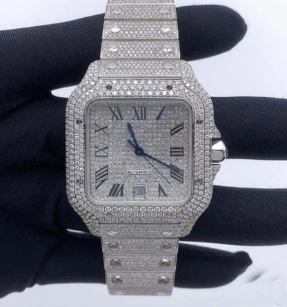 Exotic Roman Number Moissanite Diamond Dial Watch