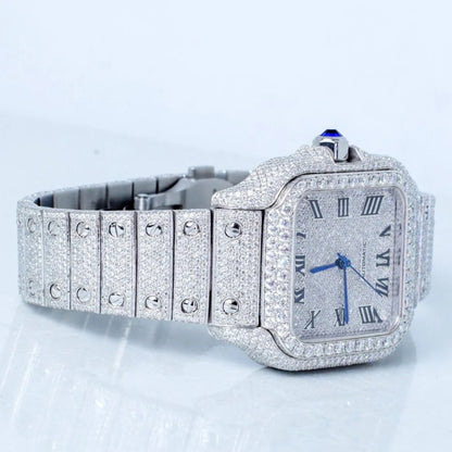 Exotic Roman Number Moissanite Diamond Dial Watch