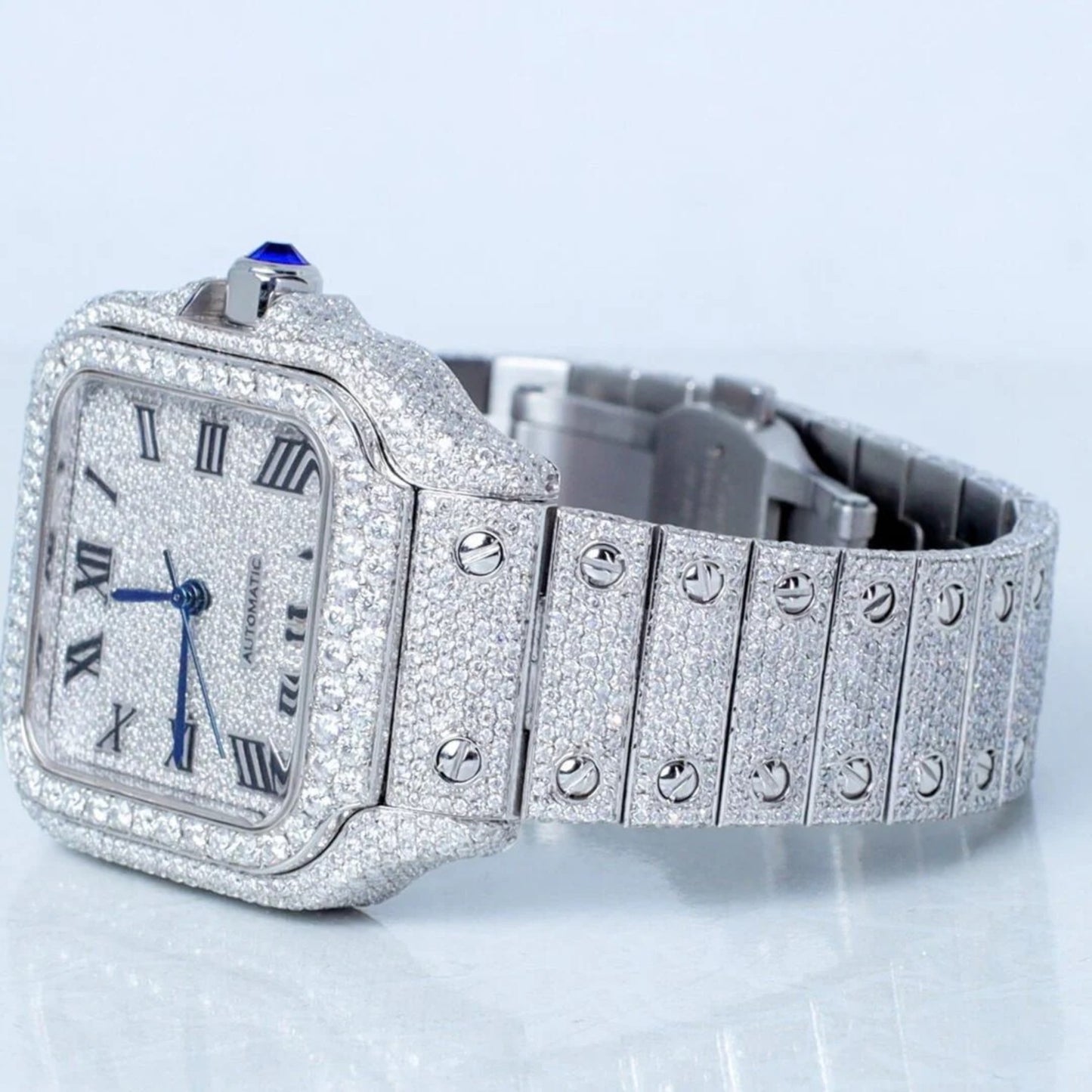 Exotic Roman Number Moissanite Diamond Dial Watch