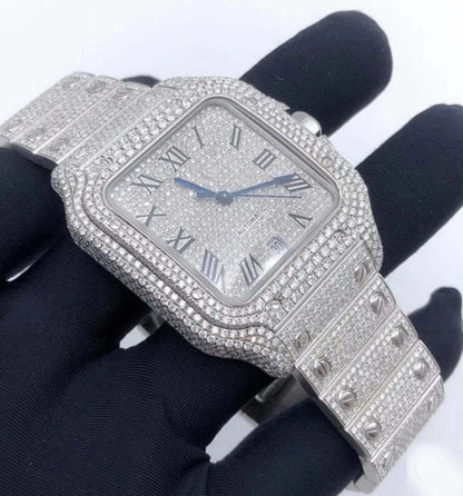 Exotic Roman Number Moissanite Diamond Dial Watch