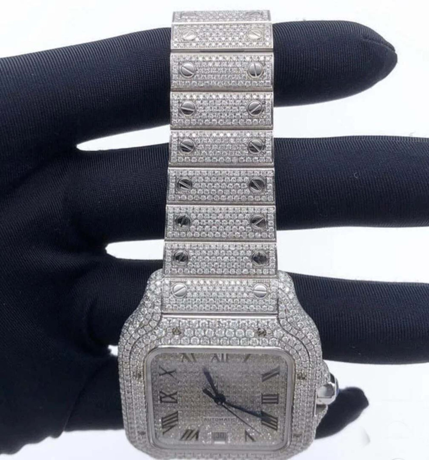 Exotic Roman Number Moissanite Diamond Dial Watch