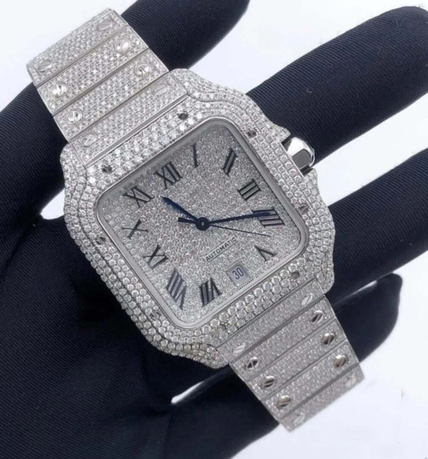 Exotic Roman Number Moissanite Diamond Dial Watch