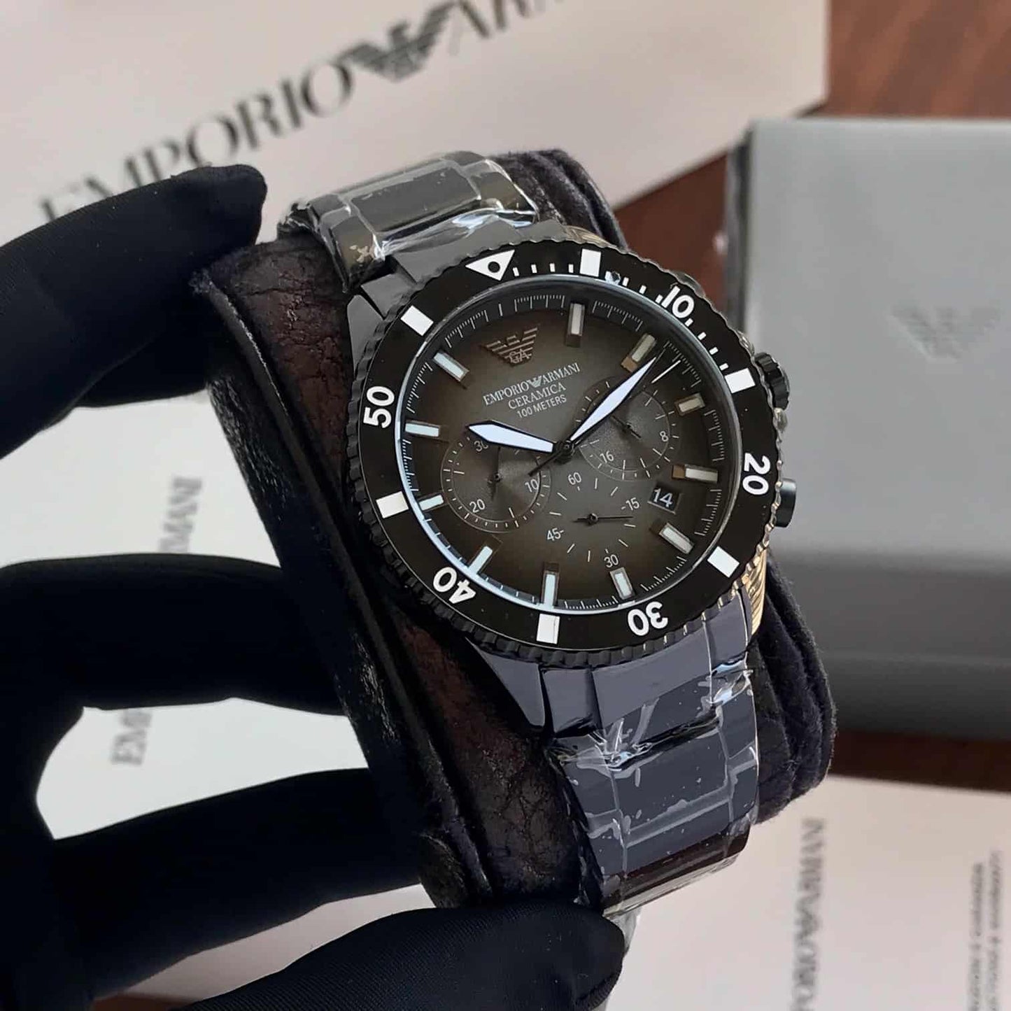 Emporio Armani AR70010 Black Ceramic Chronograph 43mm Men’s Watch – Swiss ETA Quartz Movement 1:1 Super Clone Replica