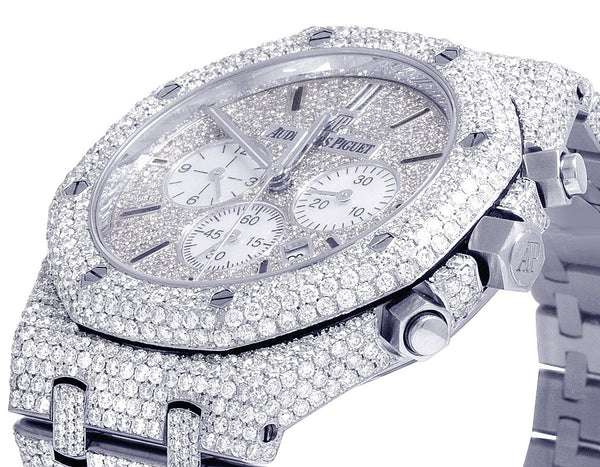 Full Iced Out VVS Moissanite Diamond Men's Watch | Stainless Steel, Chronograph Function, 42mm Luxury Timepiece