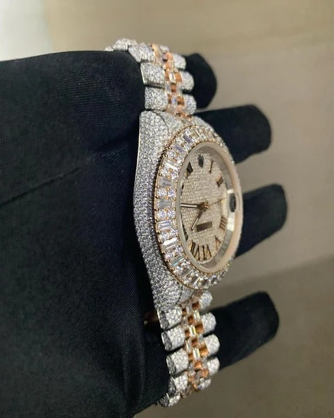 MW Premium Watch Roman  Dial Moissanite Iced Out Hip Hop Bust Down Watch  Studded Movement Watch Fully Iced out Watch MW_R1039