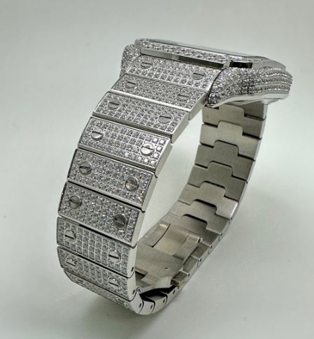 MW Moissanite Premium Rectangle White Dial Bust Down D Moissanite d  Bust Down Square  Dial Premium Fully   Iced Out  MW_C1065