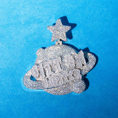 “JITT ON JUPITER” Custom Moissanite Pendant – Iced Out Diamond-Look Personalized Hip Hop Necklace Jewelry