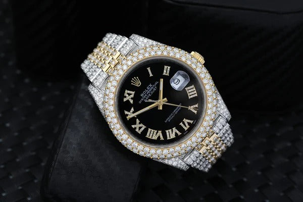 MW Fully Moissanite Round Roman Dial Automatic Watch  Iced Out VVS  Diamond Hip Hop Bust Down Watch Movement Watch Fully Iced out Watch MW_R1049