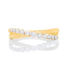 "0.25ctw Moissanite Bubble Band with High Polish Crossover Design – VVS D-Color 925 Sterling Silver Modern Statement Ring for Women"