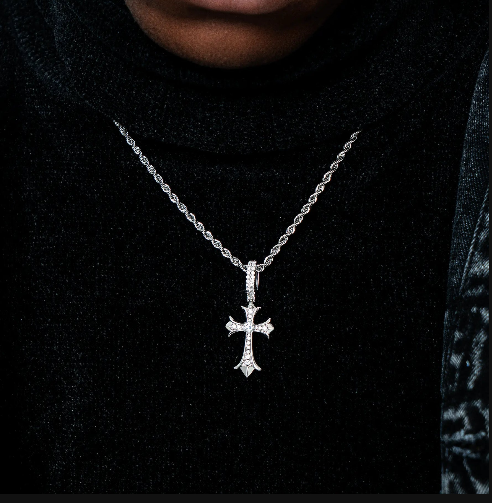 MW Classic VVS Moissanite 925 Sterling Silver Catholic Cross Pendant Hip Hop MW_P1021