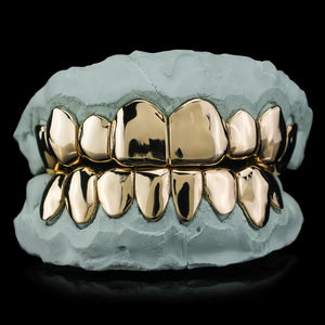 "Solid Gold Deep Cut Moissanite Grillz for Women – Iced Out Custom Diamond-Look Teeth Jewelry"