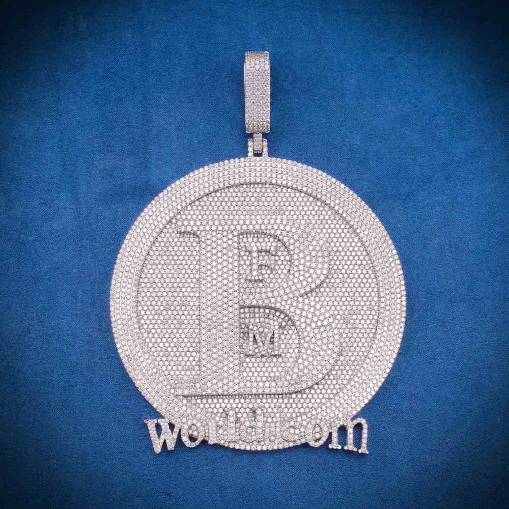 “B” Custom Moissanite Circle Pendant – Iced Out Diamond-Look Personalized Hip Hop Necklace Jewelry