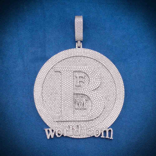 “B” Custom Moissanite Circle Pendant – Iced Out Diamond-Look Personalized Hip Hop Necklace Jewelry
