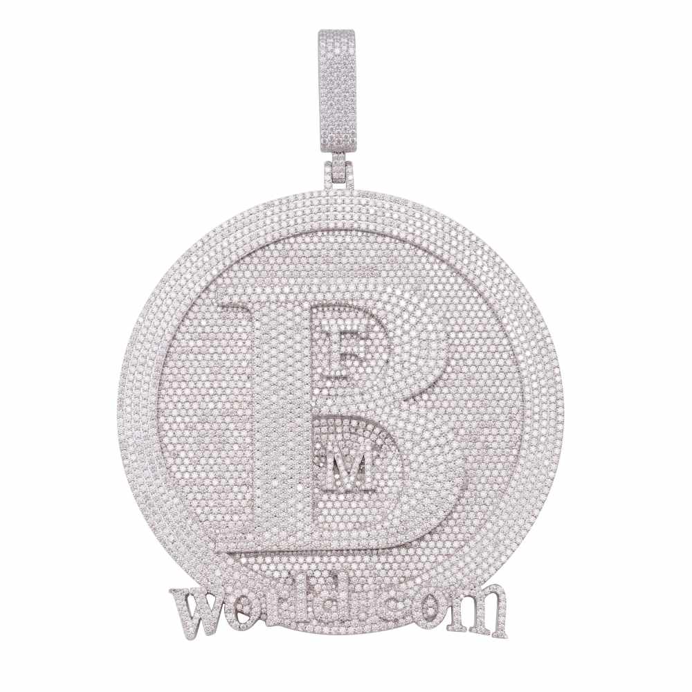 “B” Custom Moissanite Circle Pendant – Iced Out Diamond-Look Personalized Hip Hop Necklace Jewelry