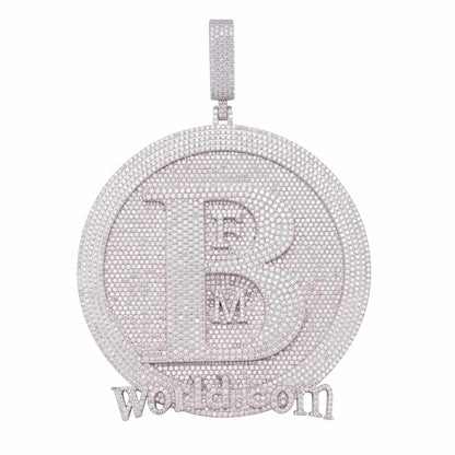 “B” Custom Moissanite Circle Pendant – Iced Out Diamond-Look Personalized Hip Hop Necklace Jewelry