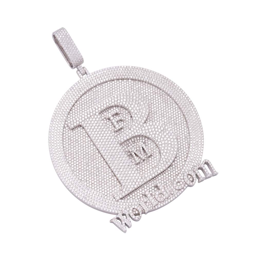 “B” Custom Moissanite Circle Pendant – Iced Out Diamond-Look Personalized Hip Hop Necklace Jewelry