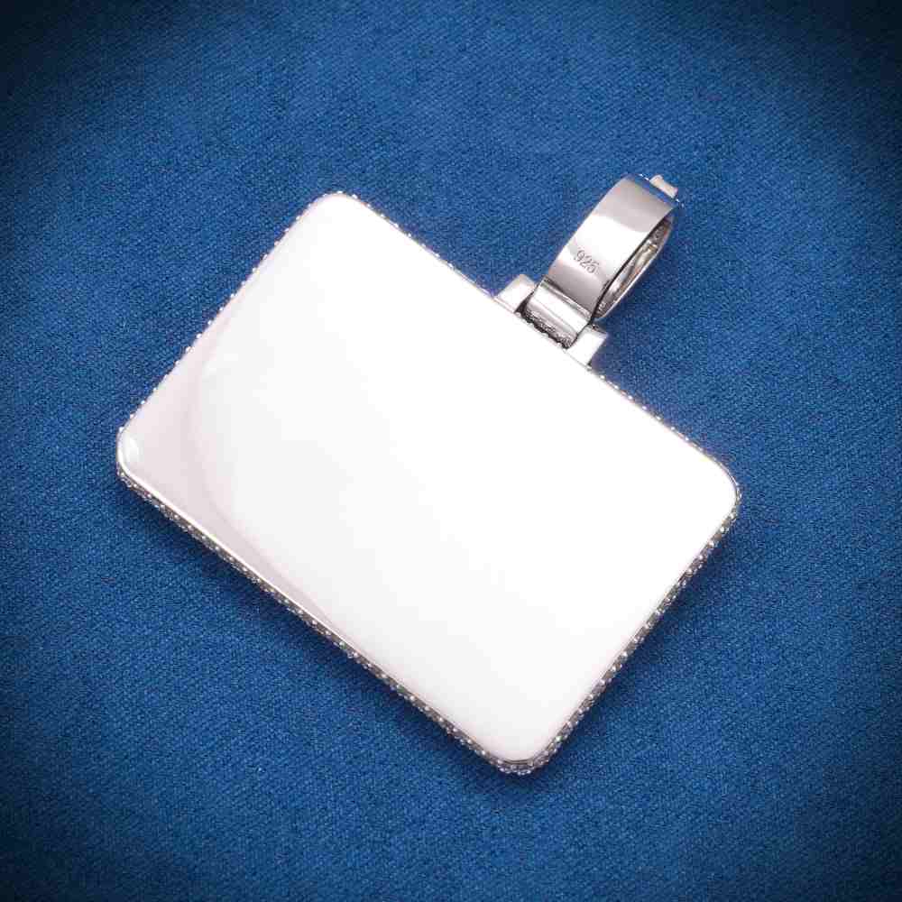 “BL” Custom Moissanite Rectangle Pendant – Iced Out Diamond-Look Personalized Name Necklace for Men & Women in Yellow Gold, Rose Gold, White Gold, or 925 Silver