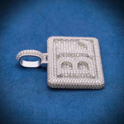 “BL” Custom Moissanite Rectangle Pendant – Iced Out Diamond-Look Personalized Name Necklace for Men & Women in Yellow Gold, Rose Gold, White Gold, or 925 Silver