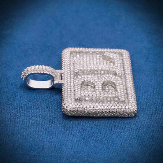 “BL” Custom Moissanite Rectangle Pendant – Iced Out Diamond-Look Personalized Name Necklace for Men & Women in Yellow Gold, Rose Gold, White Gold, or 925 Silver