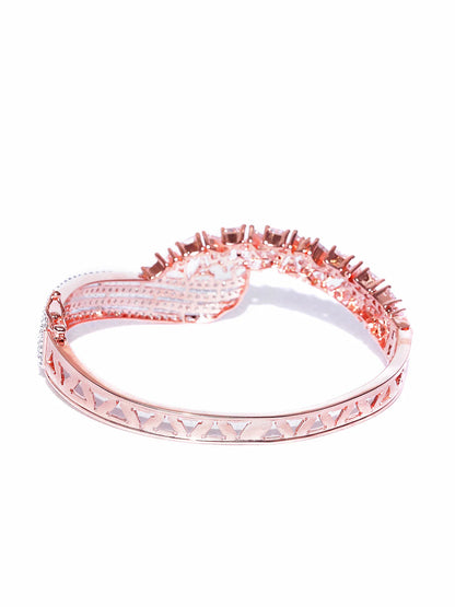 "Artificial Love Bound Rose Gold-Plated American Diamond Studded Bracelet for Women | Elegant Adjustable Jewelry"