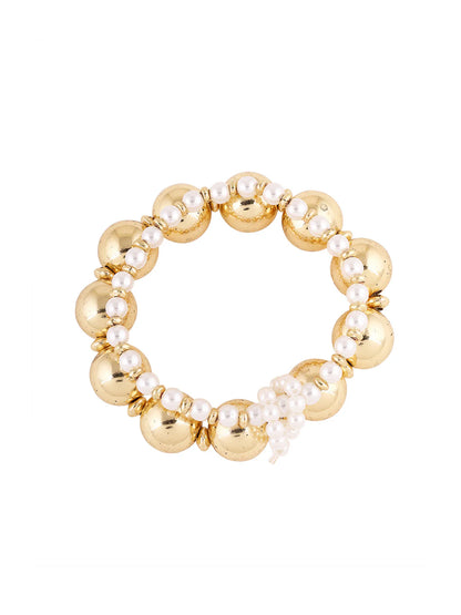 "Artificial Priyaasi Fancy Pearl and Gold Balls Gold Plated Bracelet for Women | Elegant Traditional Jewelry"