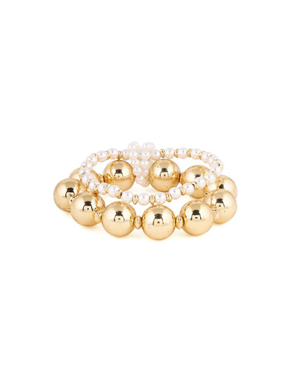 "Artificial Priyaasi Fancy Pearl and Gold Balls Gold Plated Bracelet for Women | Elegant Traditional Jewelry"
