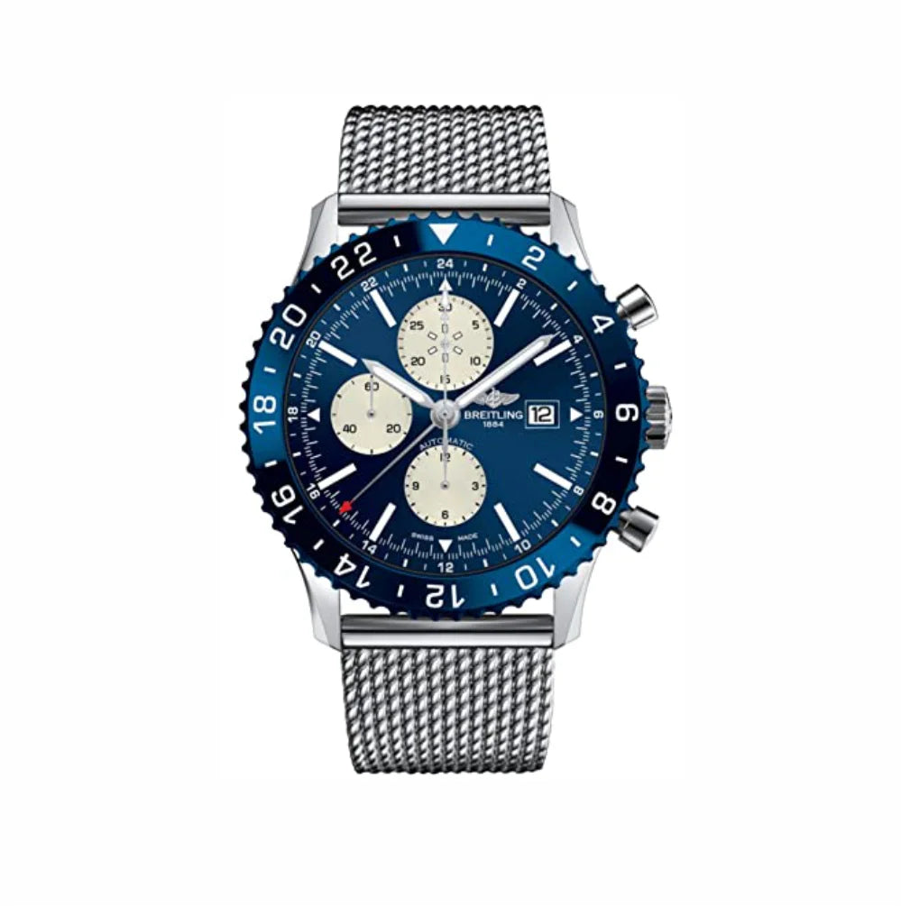 Breitling Chronoliner Blue Dial Men’s Chronograph Watch – Swiss-Made Pilot’s Watch with Stainless Steel Case and Rotating Bezel