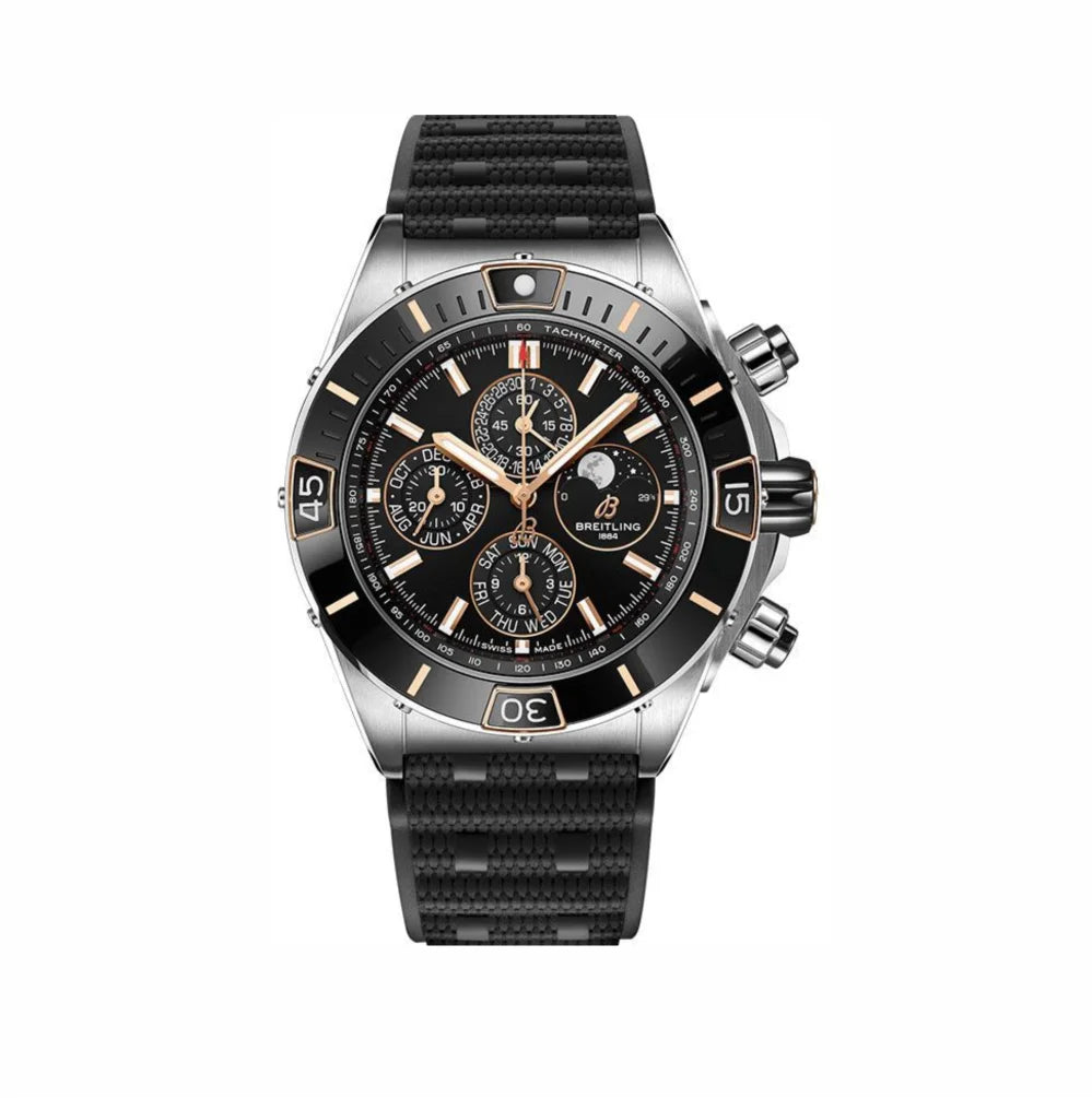 "Breitling Chronomat Black Dial Men’s Chronograph Watch – Swiss Luxury Automatic Timepiece with Stainless Steel Case"