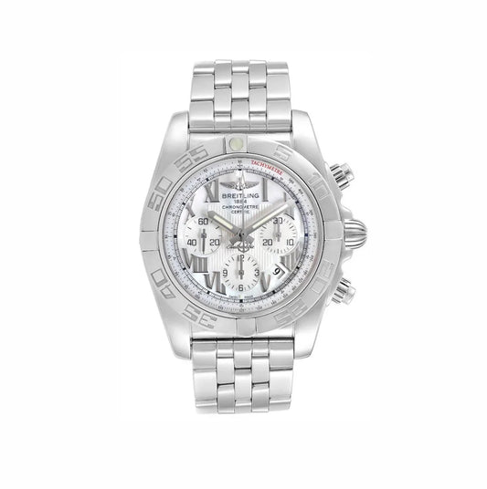 "Breitling Chronomat Dual Time White Dial Men’s Watch – Swiss Luxury Automatic GMT Timepiece with Stainless Steel Case"