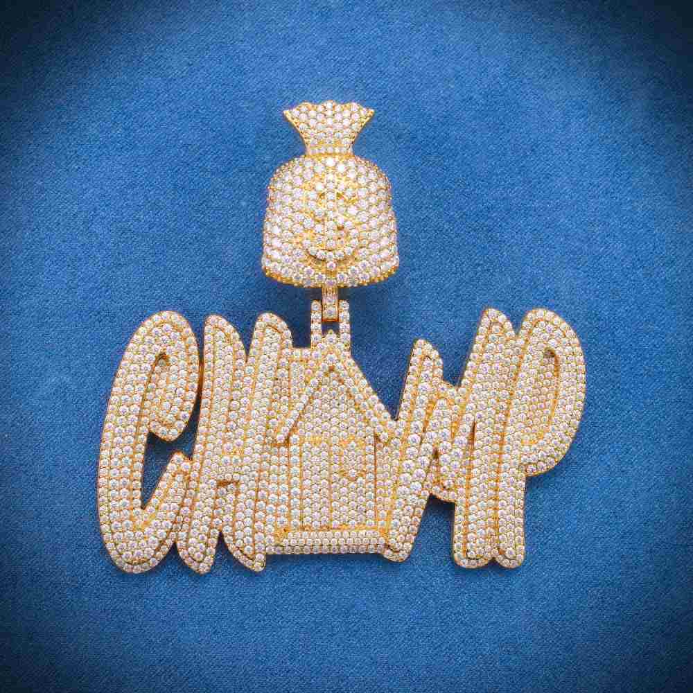 🔷 ICECARTEL Exclusive “CHAMP” Custom Moissanite Pendant – Iced Out Diamond-Look Hip Hop Necklace Jewelry for Men & Women