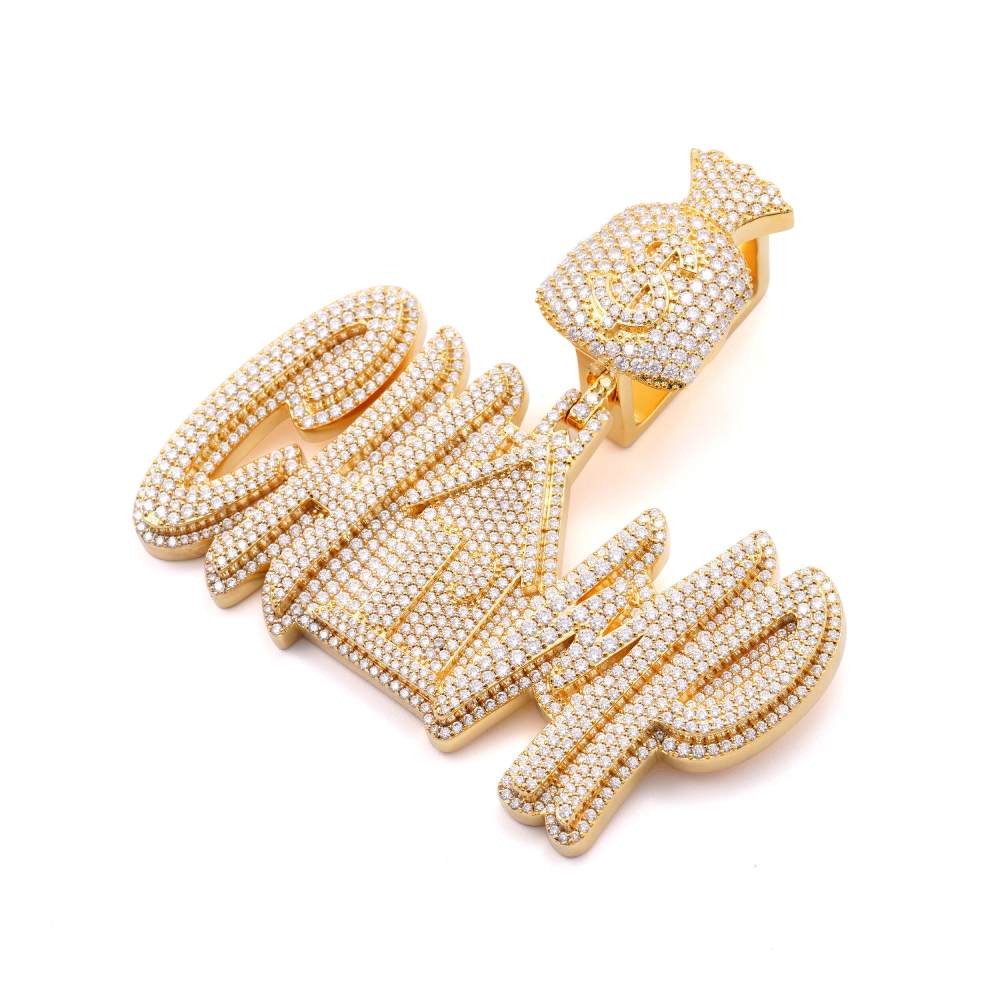“CHAMP” Custom Moissanite Pendant – Iced Out Diamond-Look Personalized Hip Hop Necklace Jewelry