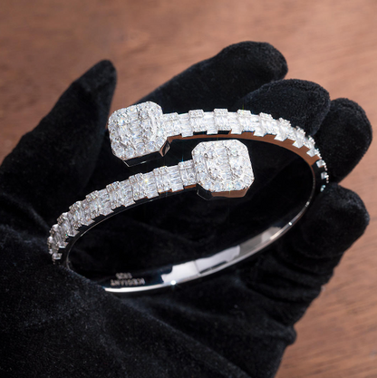 MW Lavish VVS Moissanite 925 Sterling Silver Baguette Round & Square Shape Bracelet Hip Hop MW_CB1030