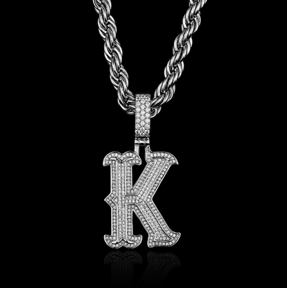 MW Lavish VVS Moissanite Custom K Alphabet Pendant 925 Sterling Silver Hip Hop MW_P1002