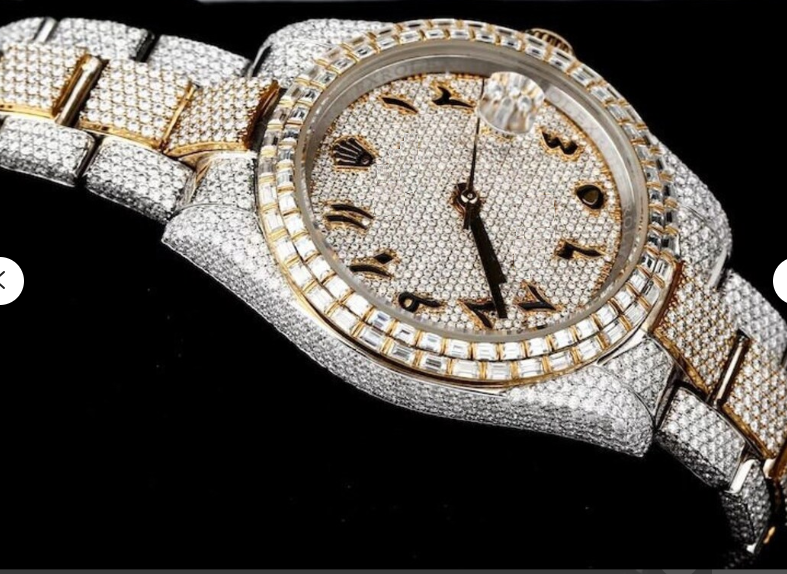 MW   Luxury Arabic Dial Watch  Iced Out VVS Moissanite Stainless Steel  Diamond Hip Hop Bust Down Watch  Studded Watch Automatic Movement Watch Fully Iced out Watch MW_R1012