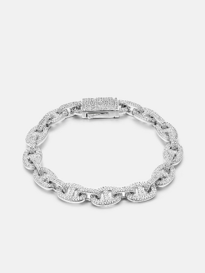 MW Unique VVS Moissanite 925 Sterling Silver 8MM G-Link Bracelet Hip Hop MW_CB1033