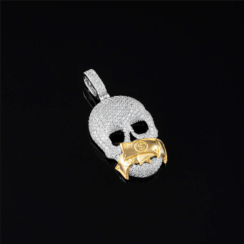 MW Beautiful VVS Moissanite 925 Sterling Silver Skull Pendant Hip Hop MW_P1023