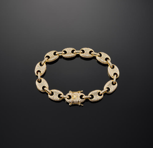 MW Lavish Shinny  10MM G-Link in Yellow Gold Round Shape Bracelet Hip Hop MW_CB1031