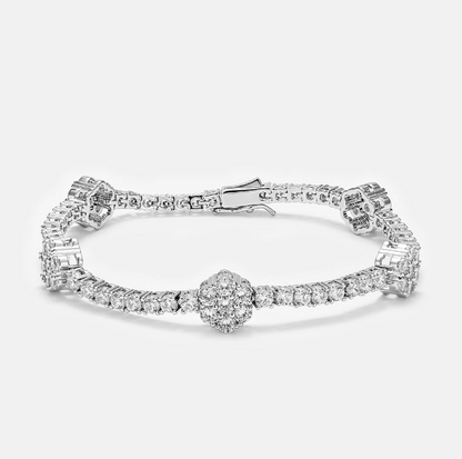 MW Luxury VVS Moissanite 925 Sterling Silver Cluster Hexagon Bracelet Hip Hop MW_CB1038