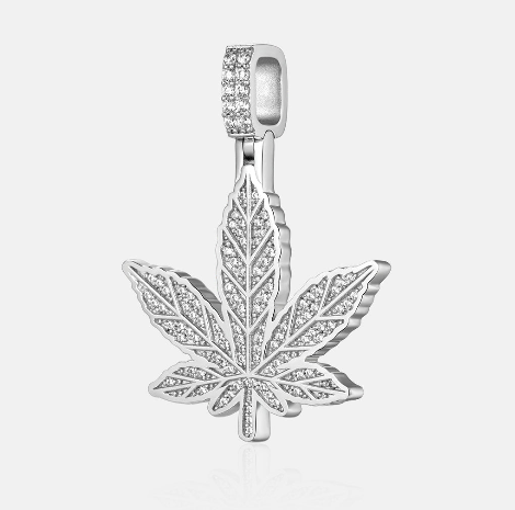 MW Lavish VVS Moissanite 925 Sterling Silver Cannabis Leaf Shape Pendant Hip Hop MW_P1028