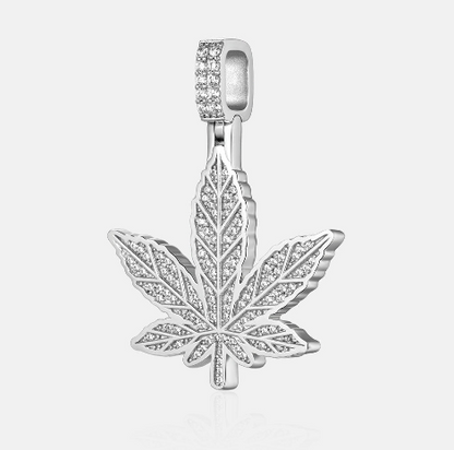 MW Lavish VVS Moissanite 925 Sterling Silver Cannabis Leaf Shape Pendant Hip Hop MW_P1028