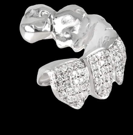 MW Lavish Shinny VVS Moissanite 925 Sterling Silver White Gold Plated  Grillz Hip Hop MW_G1013