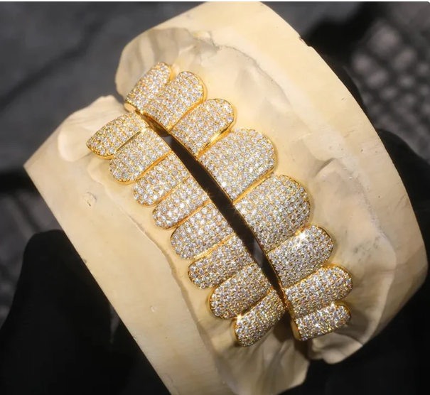 MW Premium VVS Moissanite 925 Sterling Silver Gold Plated Grillz Hip Hop MW_G1008